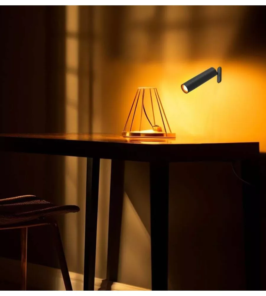 LAMPADA DA TAVOLO MAGNETICA RICARICABILE NERA 3W, 4000K