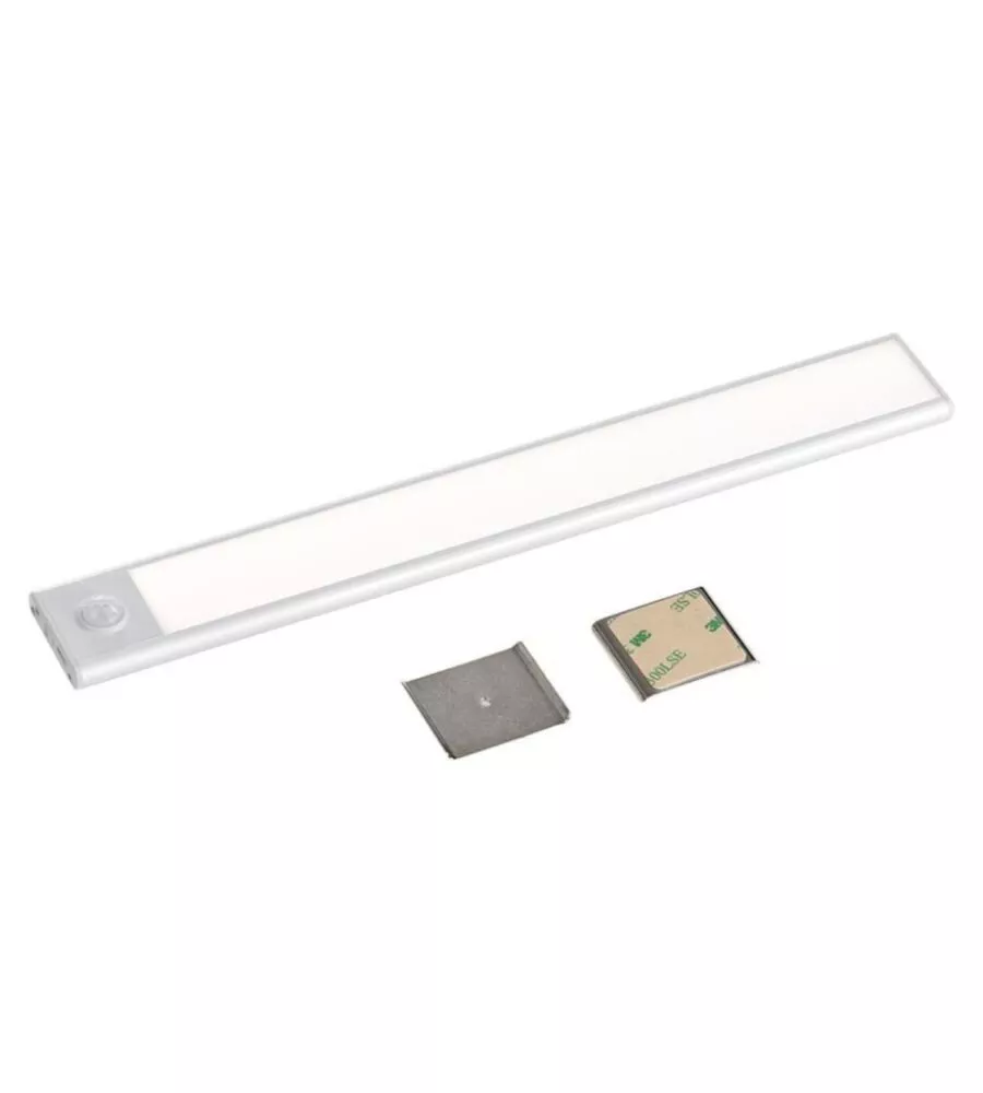 LAMPADA A LED DA ARMADIO RICARICABILE CON SENSORE PIR ARGENTO, 3000K