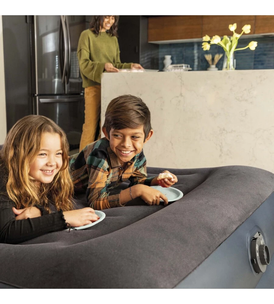 MATERASSO MATRIMONIALE AUTOGONFIANTE INTEX "DURA-BEAM PILLOW REST RAISED" COLORE BLU SCURO CON POMPA ELETTRICA INCLUSA, 152X203X42 CM - COD. 64124ND
