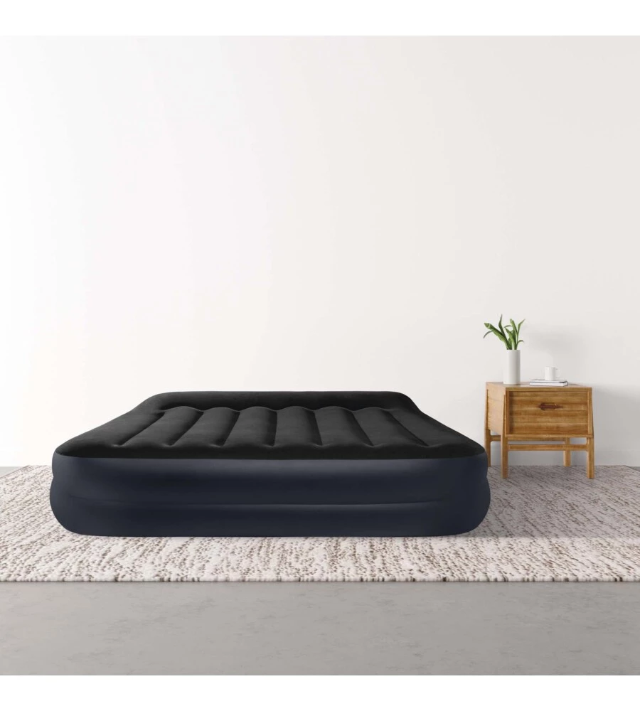 MATERASSO MATRIMONIALE AUTOGONFIANTE INTEX "DURA-BEAM PILLOW REST RAISED" COLORE BLU SCURO CON POMPA ELETTRICA INCLUSA, 152X203X42 CM - COD. 64124ND
