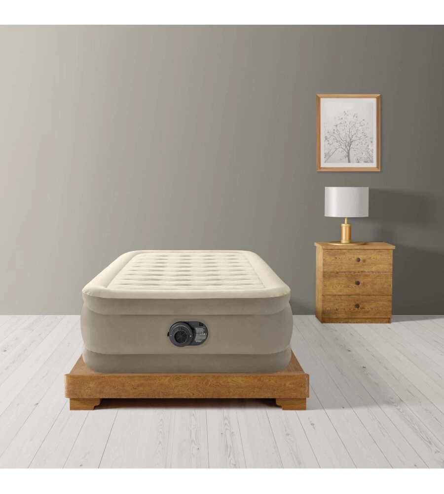 MATERASSO SINGOLO AUTOGONFIANTE INTEX "DURA-BEAM PILLOW ULTRA PUSH" COLORE BEIGE CON POMPA INCLUSA, 99X191X46 CM - COD. 64426ND