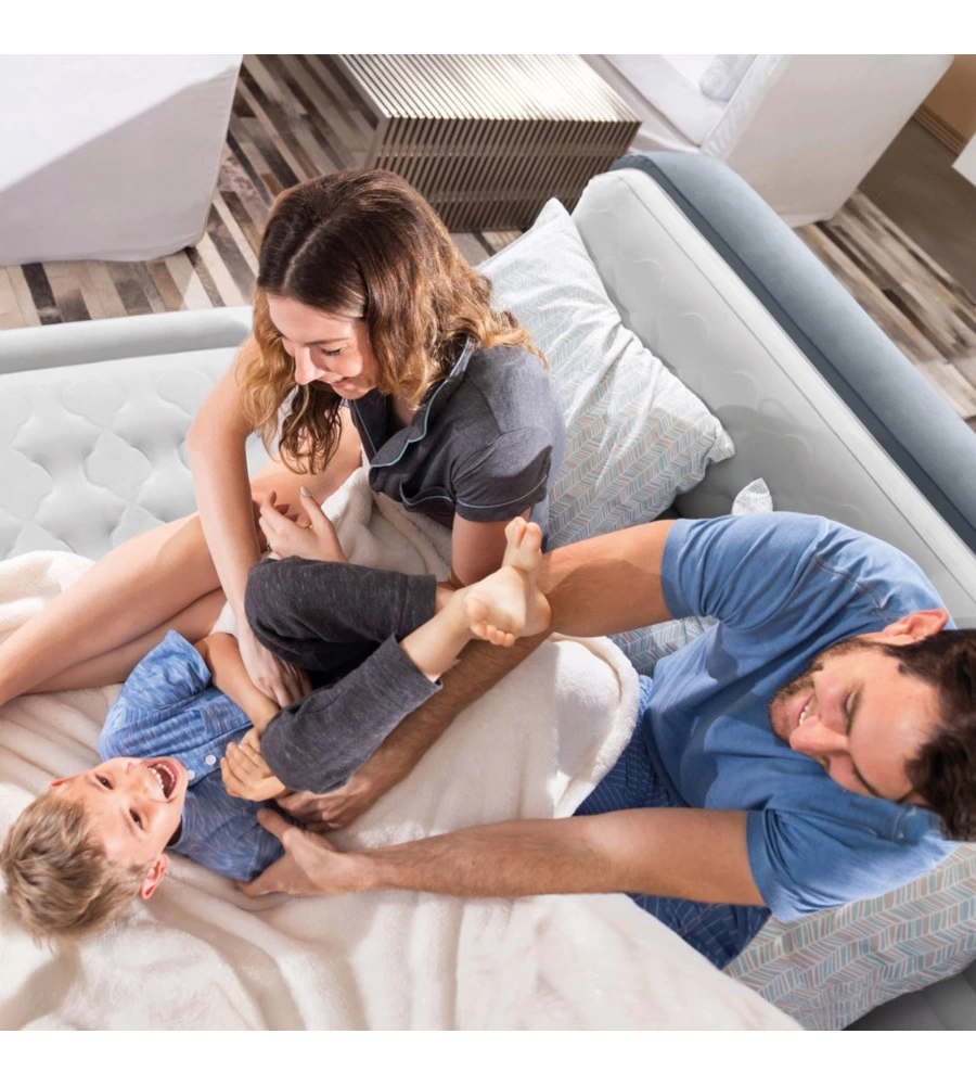 MATERASSO MATRIMONIALE AUTOGONFIANTE INTEX "DURA-BEAM PILLOW ULTRA PUSH" COLORE GRIGIO CHIARO E POMPA ELETTRICA INCLUSA 152X236X86 CM - cod 64448ND