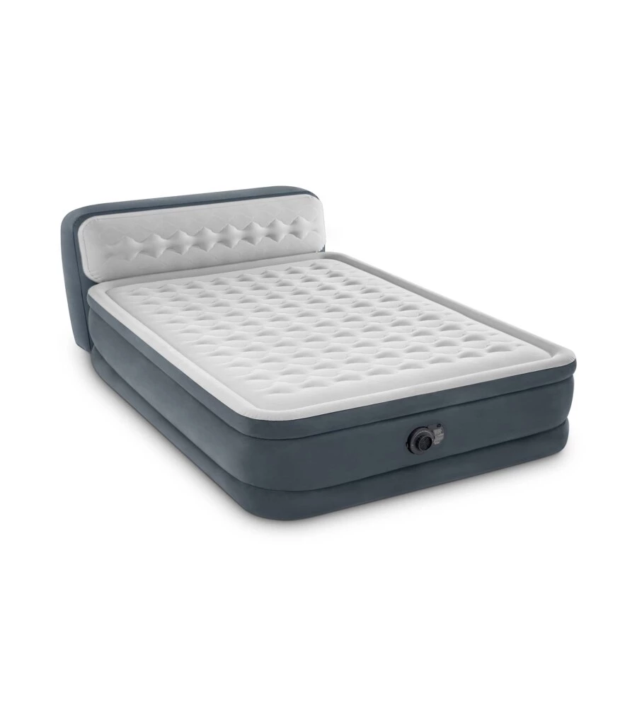 MATERASSO MATRIMONIALE AUTOGONFIANTE INTEX "DURA-BEAM PILLOW ULTRA PUSH" COLORE GRIGIO CHIARO E POMPA ELETTRICA INCLUSA 152X236X86 CM - cod 64448ND