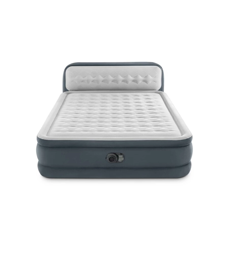 MATERASSO MATRIMONIALE AUTOGONFIANTE INTEX "DURA-BEAM PILLOW ULTRA PUSH" COLORE GRIGIO CHIARO E POMPA ELETTRICA INCLUSA 152X236X86 CM - cod 64448ND