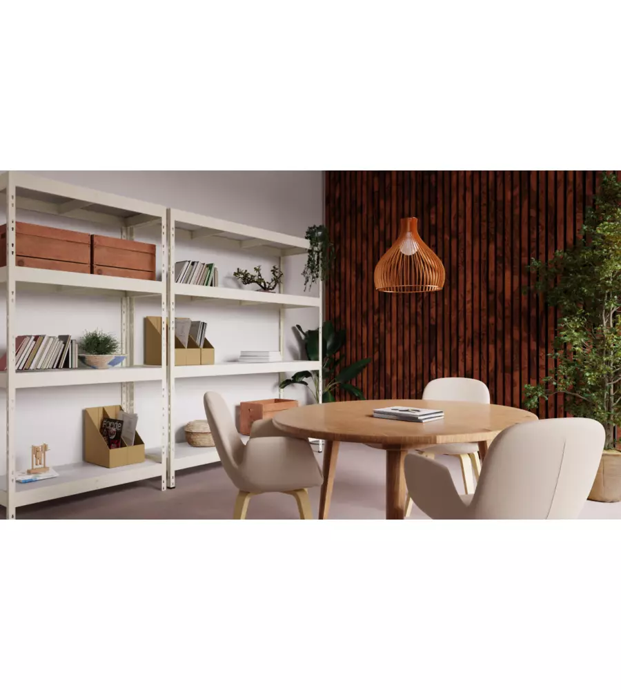 SCAFFALE IN ACCIAIO "RIVET" AD INCASTRO CON 4 RIPIANI COLORE BIANCO, 90X40X180 CM