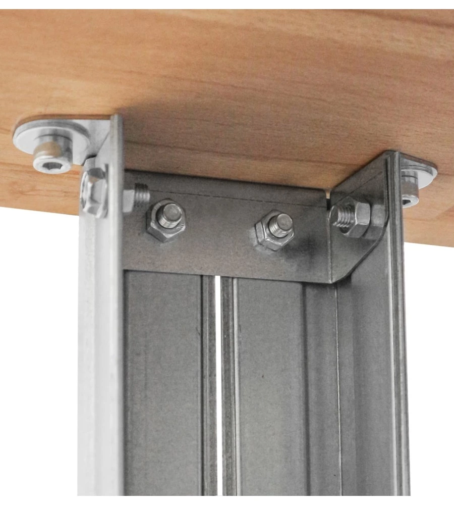 BANCO DA LAVORO CON STRUTTURA IN ACCIAIO E PIANO IN LEGNO MASSICCIO, 150X60X90 CM
