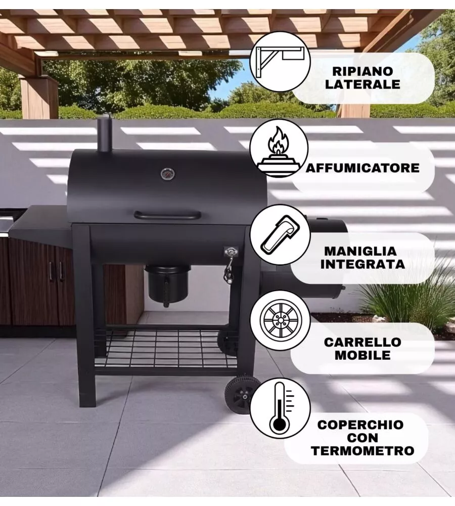 BARBECUE A CARBONE ARNOLD "COLORADO" CON AFFUMICATORE 66X42 CM