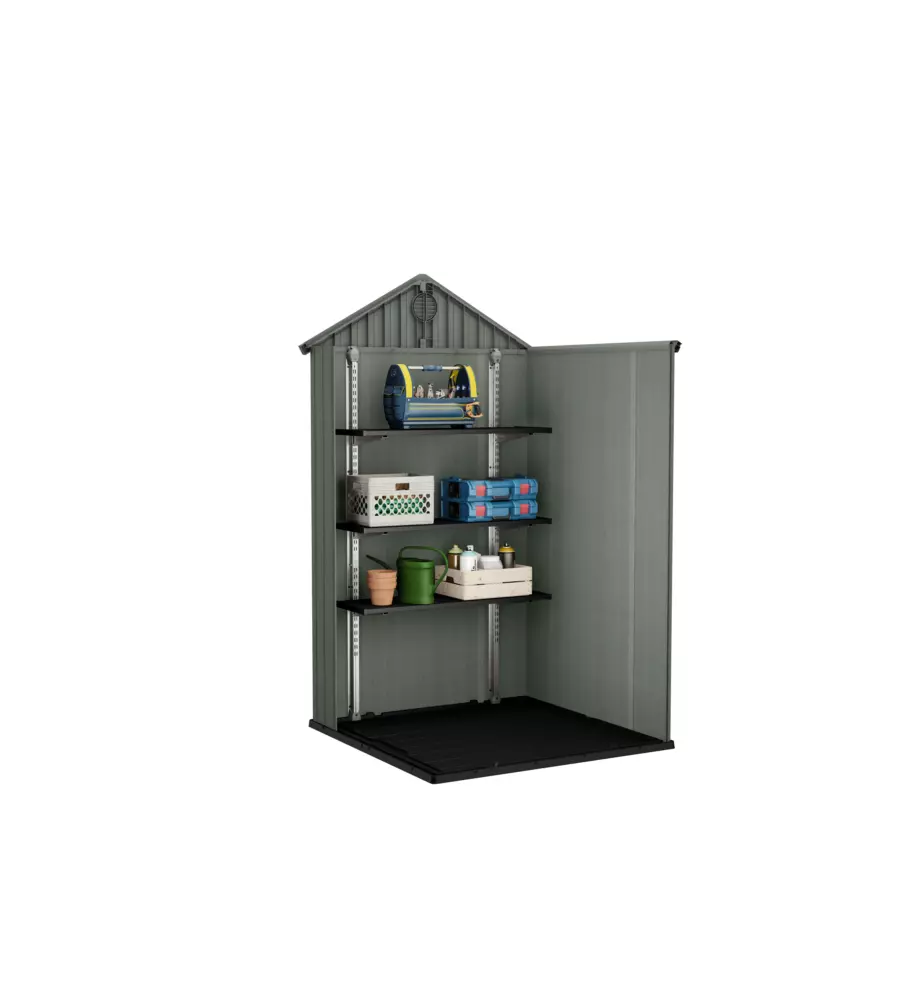CASETTA DA GIARDINO KETER "DARWIN 4x4" IN EVOTECH+ COLORE VERDE CON PORTA BATTENTE SINGOLA 123,8X117X205,1 CM