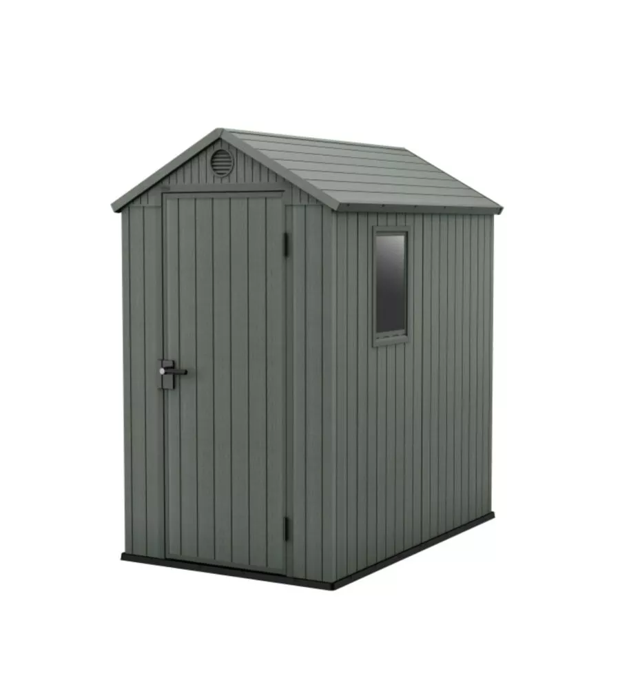 CASETTA DA GIARDINO KETER "DARWIN 4x6" IN EVOTECH+ COLORE VERDE CON PORTA BATTENTE SINGOLA 125,8X184,5X205,1 CM