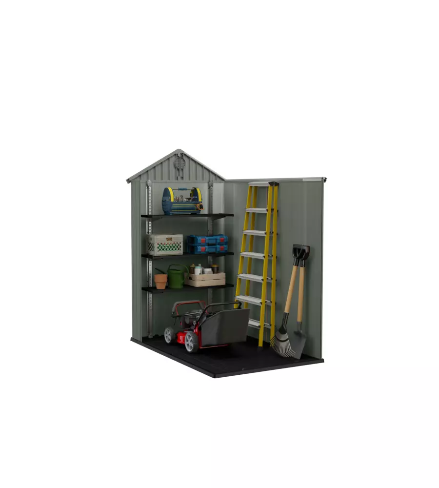 CASETTA DA GIARDINO KETER "DARWIN 4x6" IN EVOTECH+ COLORE VERDE CON PORTA BATTENTE SINGOLA 125,8X184,5X205,1 CM
