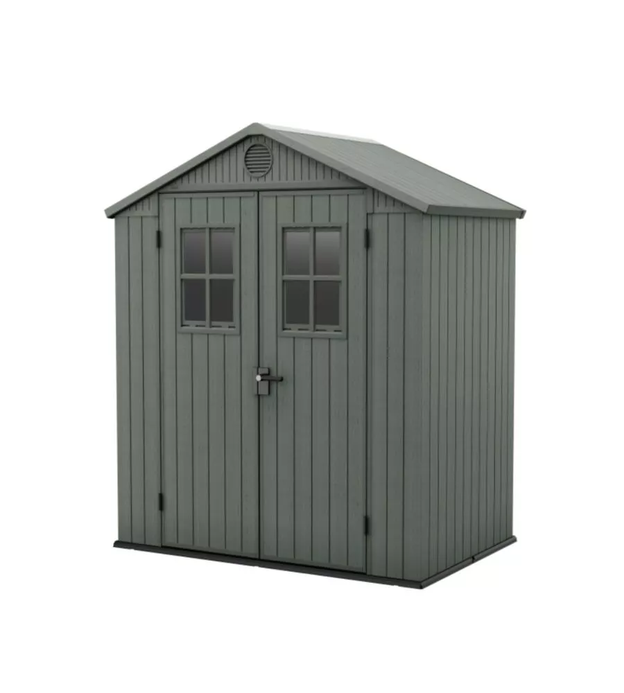 CASETTA DA GIARDINO KETER "DARWIN 6x4" IN EVOTECH+ COLORE VERDE CON PORTA BATTENTE DOPPIA 190X122X221 CM