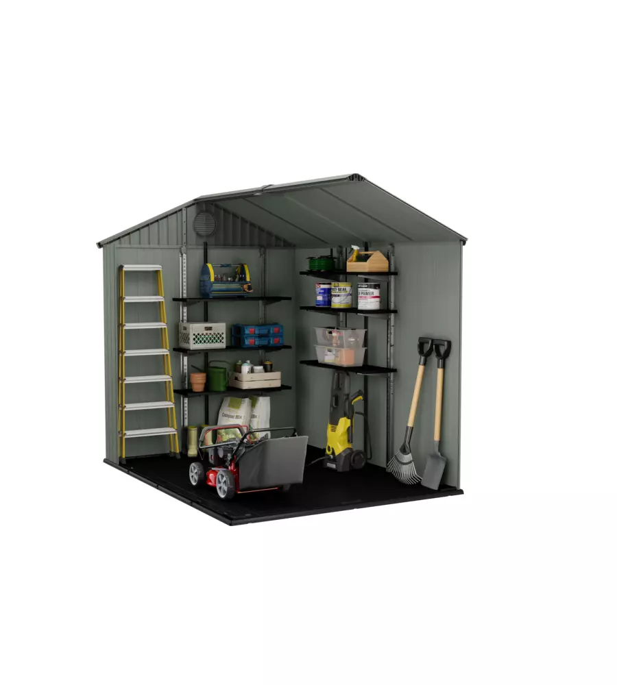 CASETTA DA GIARDINO KETER "DARWIN 6x8" IN EVOTECH+ COLORE VERDE CON PORTA BATTENTE DOPPIA 190X244X221 CM