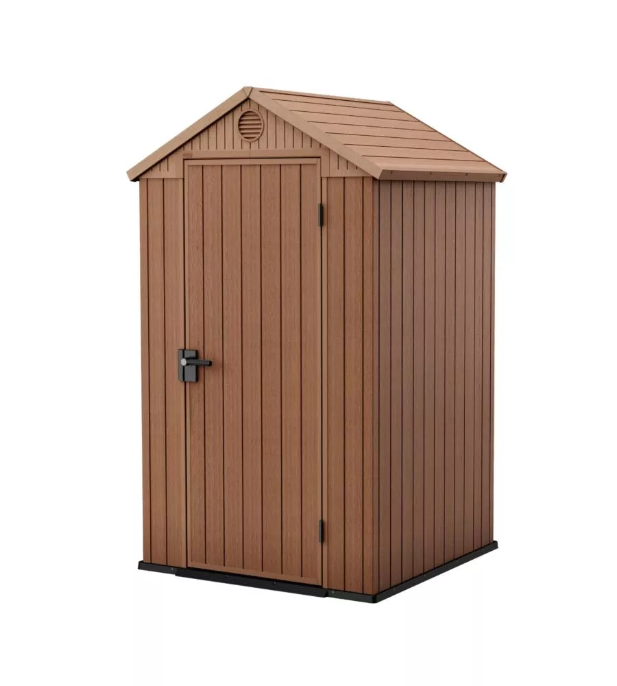 CASETTA DA GIARDINO KETER "DARWIN 4x4" IN EVOTECH+ COLORE MARRONE CON PORTA BATTENTE SINGOLA 123,8X117X205,1 CM
