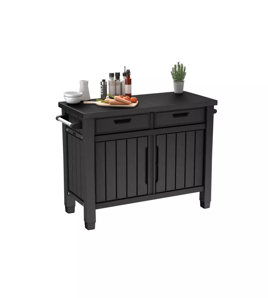 TAVOLINO PER BARBECUE KETER "UNITY XL" COLORE GRAFITE, 125,5X51,5X90 CM