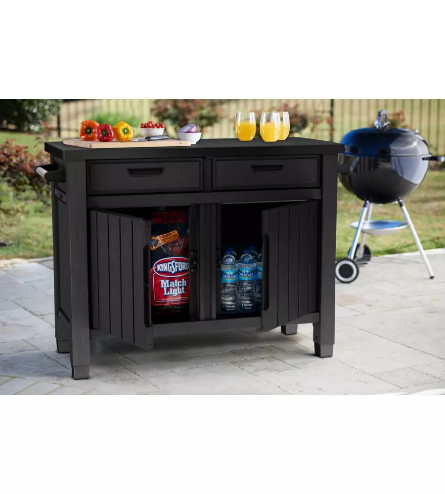 TAVOLINO PER BARBECUE KETER "UNITY XL" COLORE GRAFITE, 125,5X51,5X90 CM