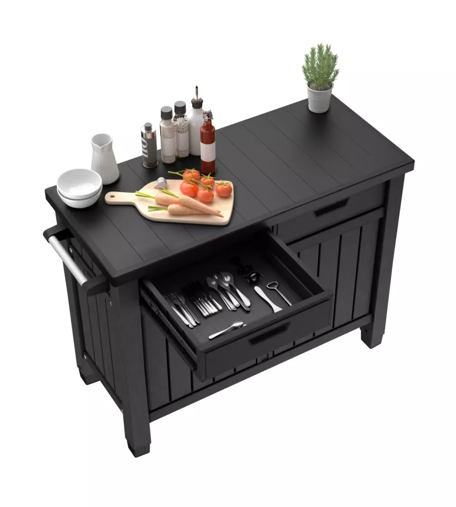 TAVOLINO PER BARBECUE KETER "UNITY XL" COLORE GRAFITE, 125,5X51,5X90 CM