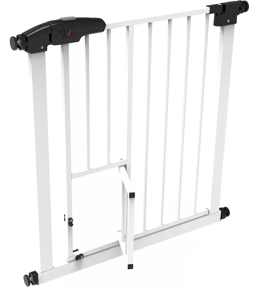 CANCELLETTO DI SICUREZZA PER BAMBINI ARMONIA "BIMBI CLIC-CLAC" IN METALLO VERNICIATO BIANCO CON PORTA 75X78 CM