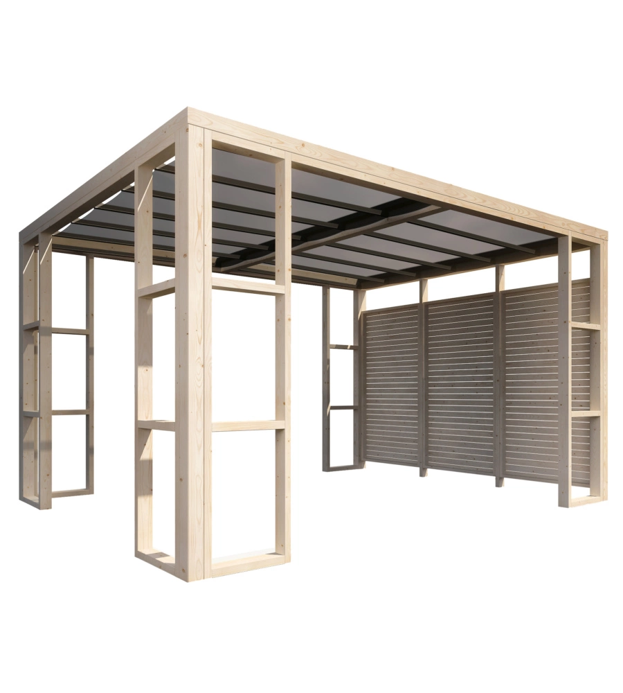 PERGOLA IN LEGNO DA ESTERNO DECOR ET JARDIN "AMBRE 1P" CON COPERTURA, 401X304X229 CM