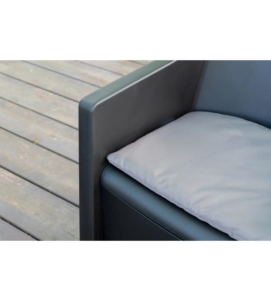 SET DA GIARDINO "LUNA" IN POLIPROPILENE ANTRACITE 2 SEDUTE E TAVOLINO