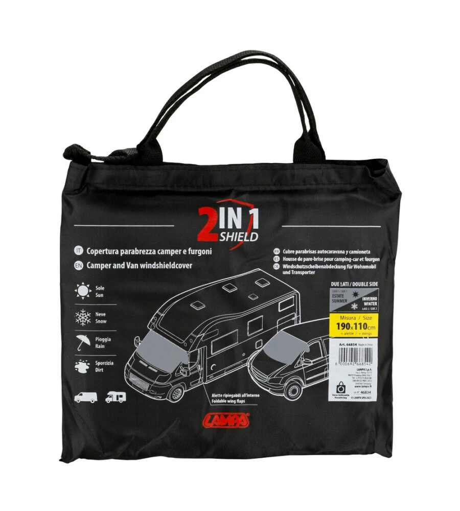 COPERTURA PARABREZZA PER CAMPER E FURGONI LAMPA, 190X110 CM - 66854