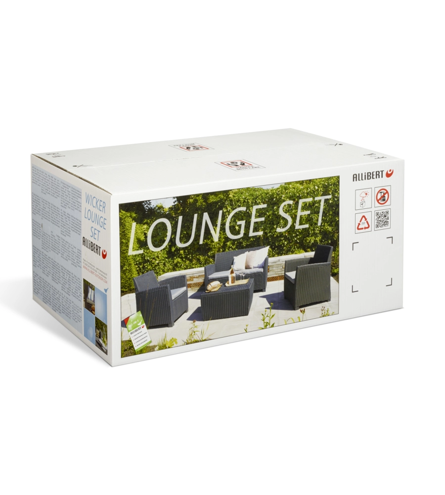 SET DA GIARDINO KETER "MIA LOUNGE SET" IN POLIPROPILENE COLORE GRAFITE, 4 POSTI