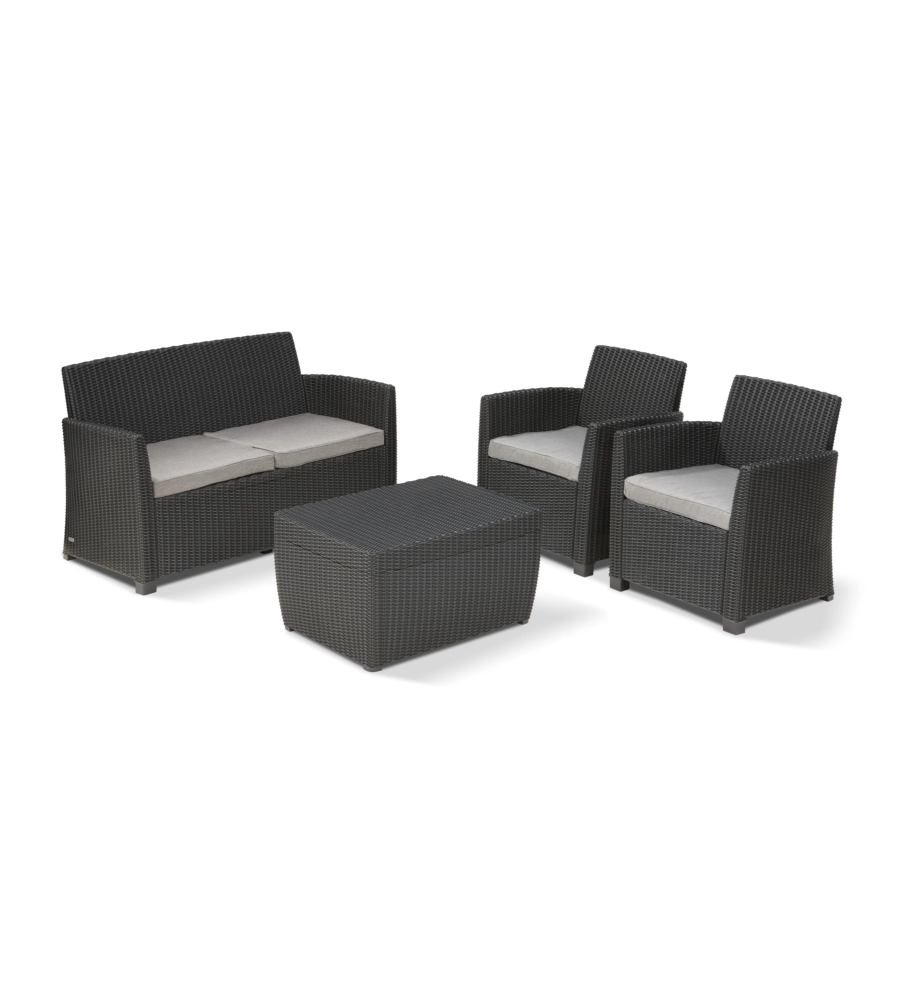 SET DA GIARDINO KETER "MIA LOUNGE SET" IN POLIPROPILENE COLORE GRAFITE, 4 POSTI