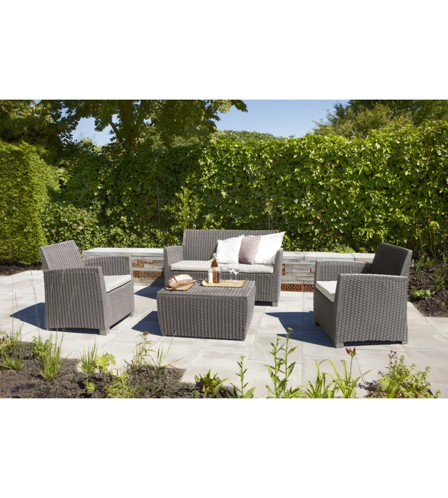 SET DA GIARDINO KETER "MIA LOUNGE SET" IN POLIPROPILENE COLORE CAPPUCCINO, 4 POSTI