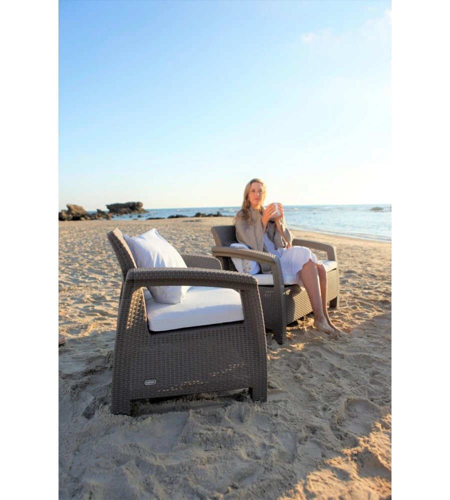 SET DA GIARDINO KETER "CORFU LOUNGE" COLORE CAPPUCCINO, 4 POSTI