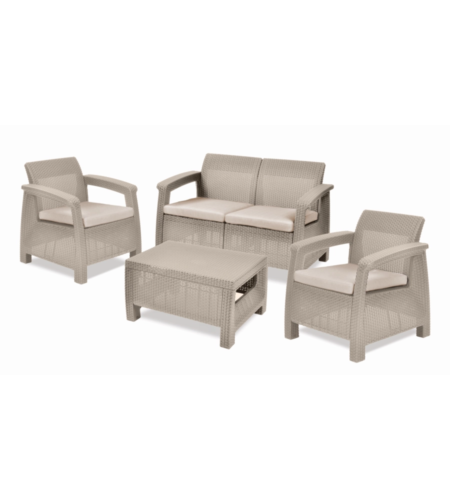 SET DA GIARDINO KETER "CORFU LOUNGE" COLORE CAPPUCCINO, 4 POSTI
