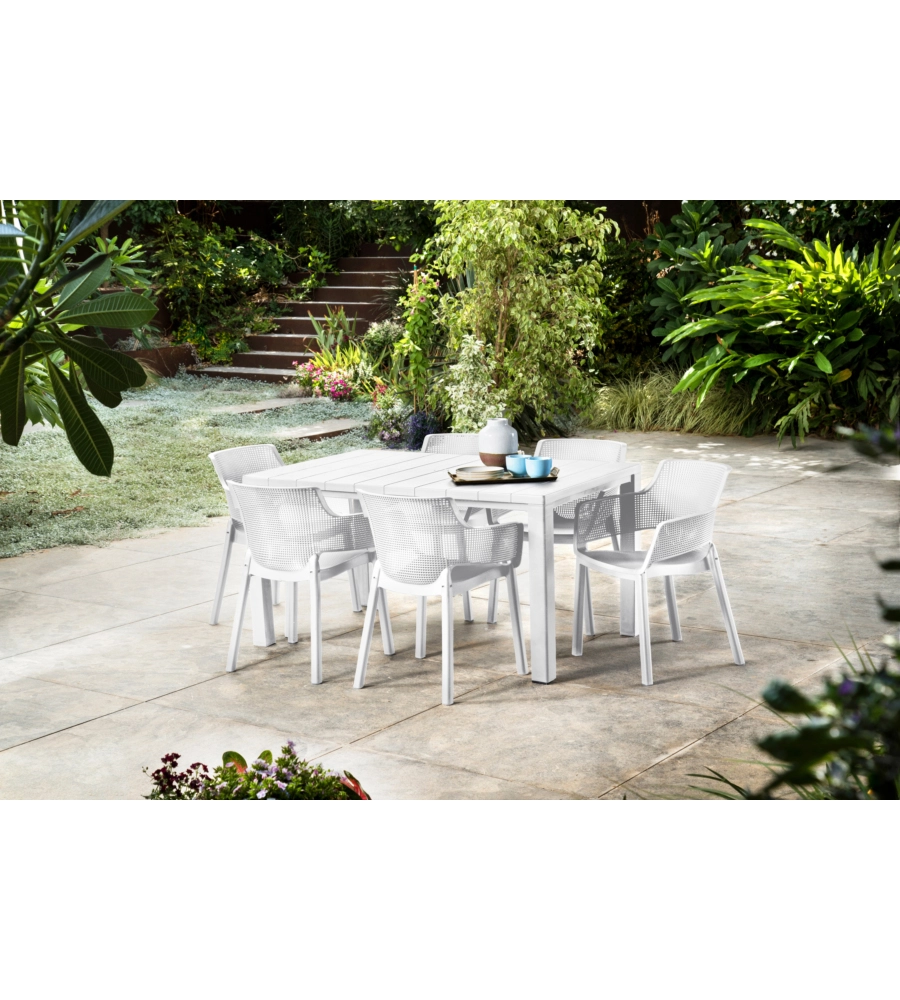 SET DA 6 PEZZI SEDIA DA ESTERNO KETER "ELISA" IN POLIPROPILENE COLORE BIANCO, 57,7X62,5X79 CM
