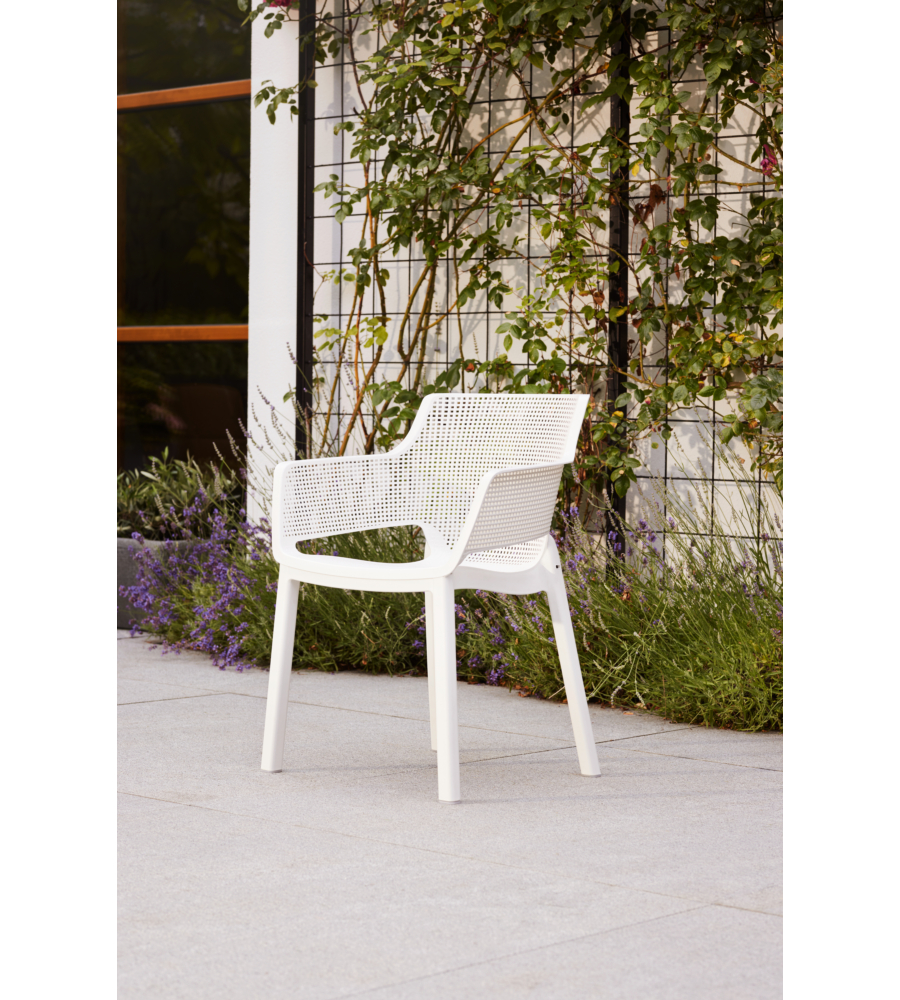 SET DA 6 PEZZI SEDIA DA ESTERNO KETER "ELISA" IN POLIPROPILENE COLORE BIANCO, 57,7X62,5X79 CM