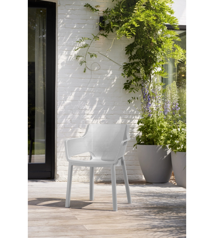 SET DA 6 PEZZI SEDIA DA ESTERNO KETER "ELISA" IN POLIPROPILENE COLORE BIANCO, 57,7X62,5X79 CM