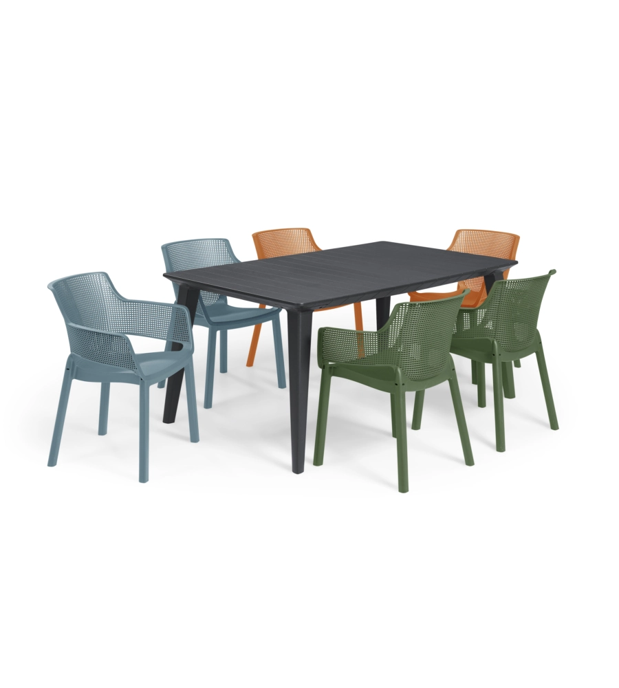 SET DA 6 PEZZI SEDIA DA ESTERNO KETER "ELISA" IN POLIPROPILENE, COLORE VERDE, ARANCIONE E AZZURRO, 61X54X79 CM