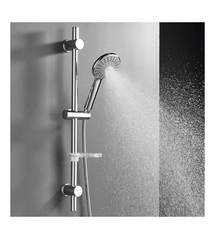 SALISCENDI DOCCIA IDRO BRIC "LEONIDA" CROMATO CON PORTA SAPONE, ASTA DIAMETRO 25 CM