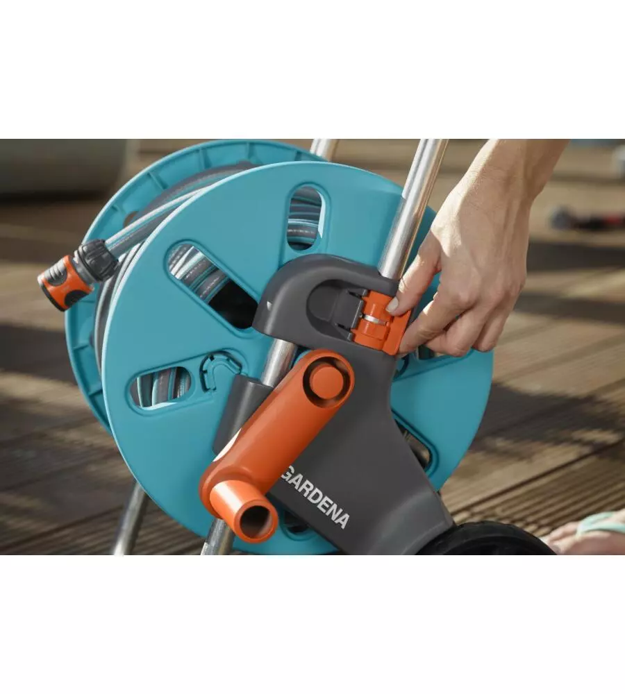 CARRELLO AVVOLGITUBO MANUALE GARDENA "CLEVERROLL S" IN PLASTICA, 36X44X48/75 CM