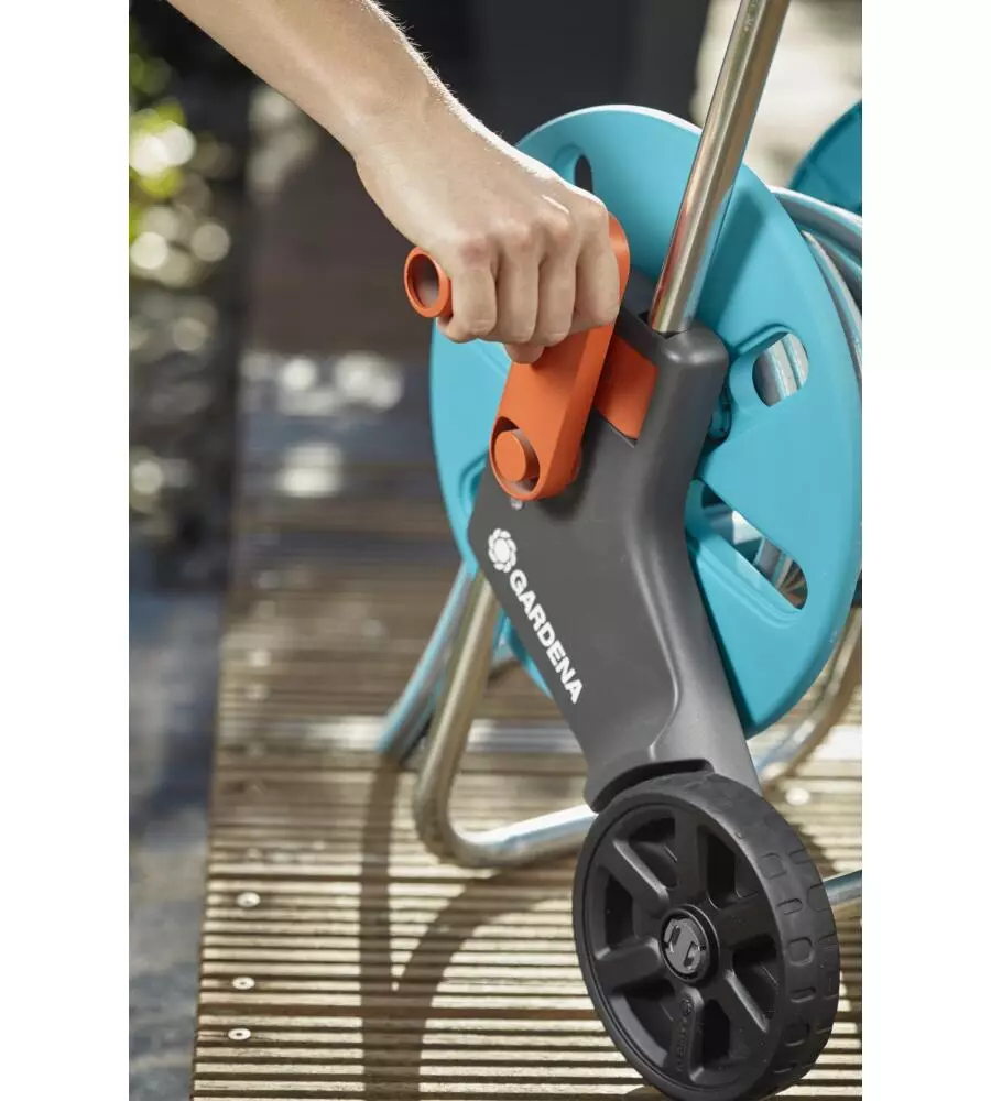 CARRELLO AVVOLGITUBO MANUALE GARDENA "CLEVERROLL S" IN PLASTICA, 36X44X48/75 CM