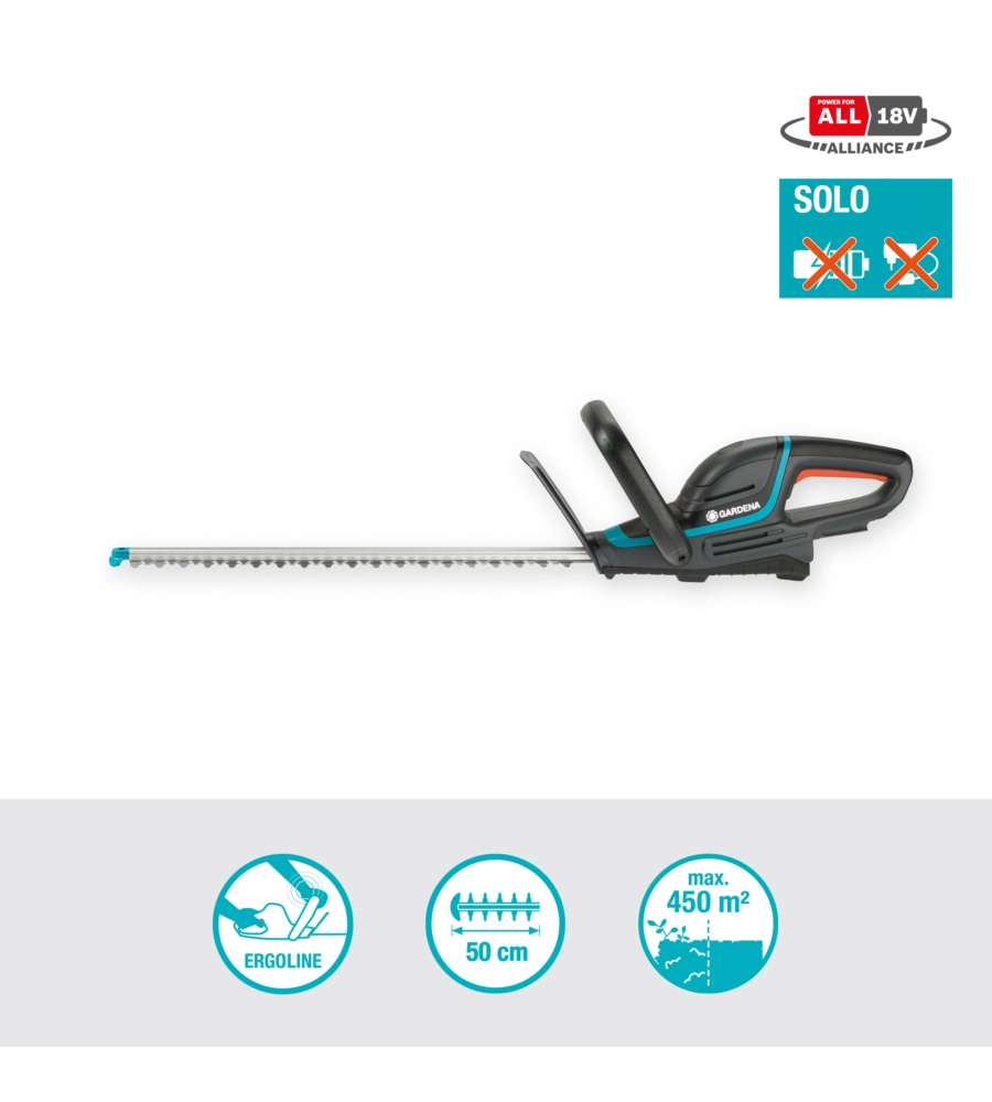TAGLIASIEPI A BATTERIA GARDENA "COMFORTCUT 50" LAMA 50 CM 18V, SOLO CORPO MACCHINA