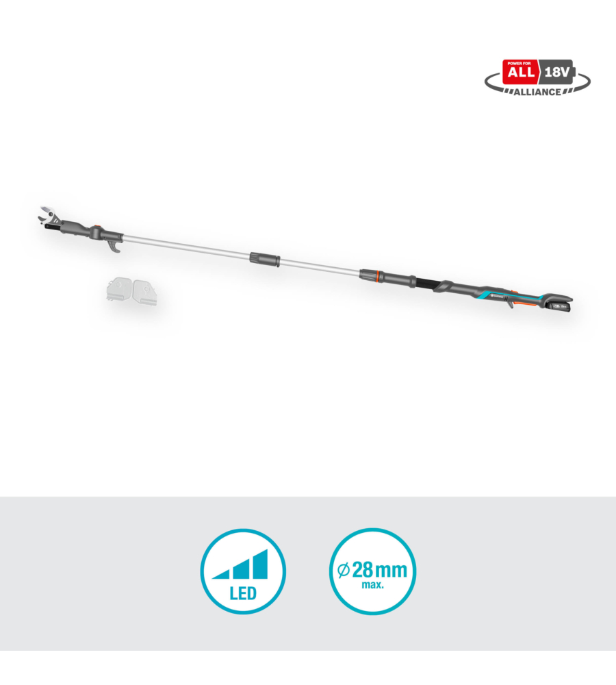 SVETTATOIO TELESCOPICO A BATTERIA GARDENA "HIGHCUT" TAGLIO 28 MM 18V 2,0AH