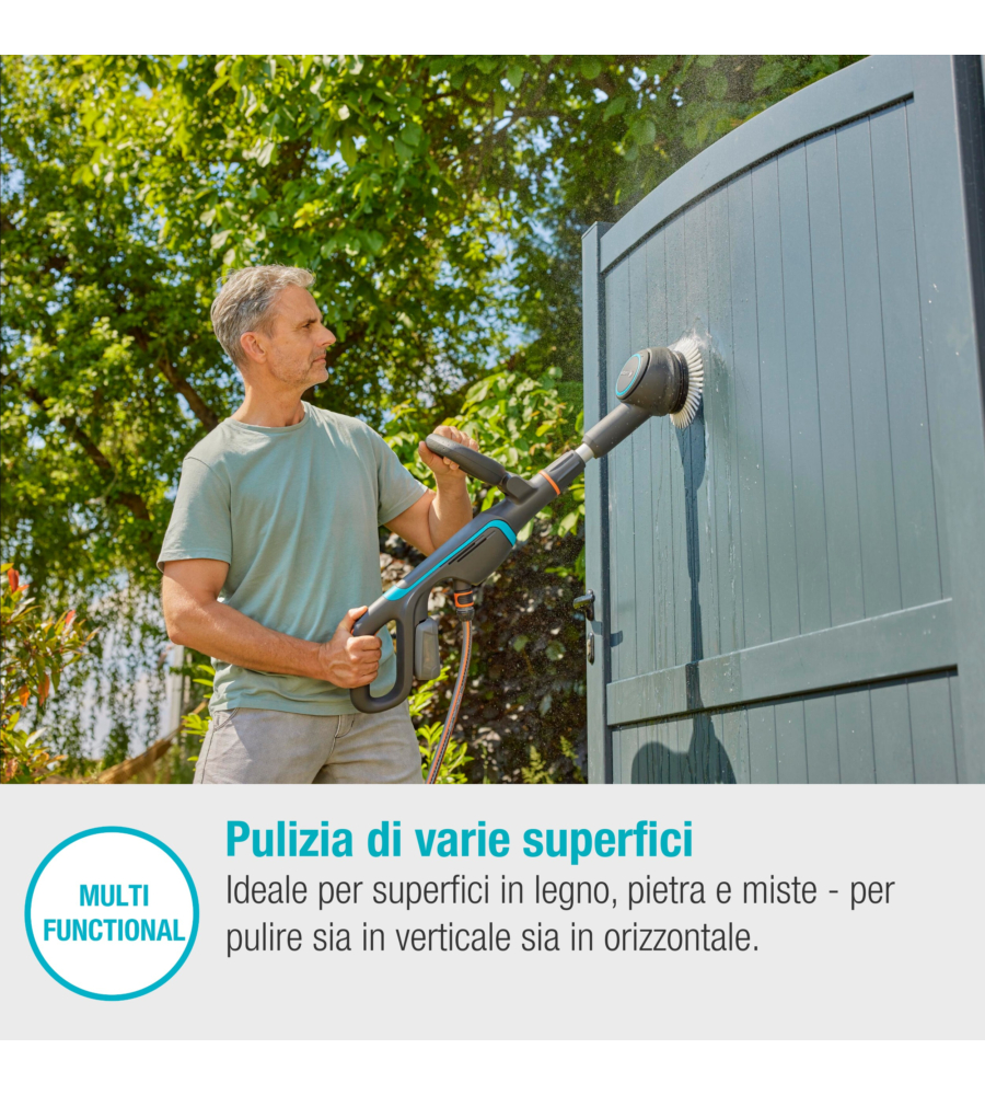 SPAZZOLA MULTIFUNZIONE A BATTERIA GARDENA "AQUABRUSH UNIVERSAL" 18V 2,5AH