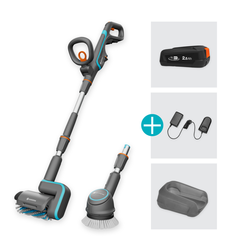 SPAZZOLA MULTIFUNZIONE A BATTERIA GARDENA "AQUABRUSH UNIVERSAL" 18V 2,5AH