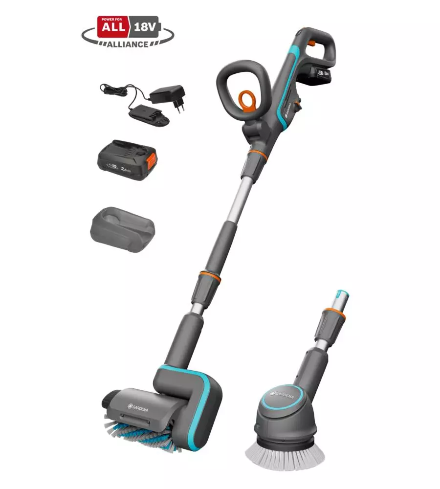 SPAZZOLA MULTIFUNZIONE A BATTERIA GARDENA "AQUABRUSH UNIVERSAL" 18V 2,5AH