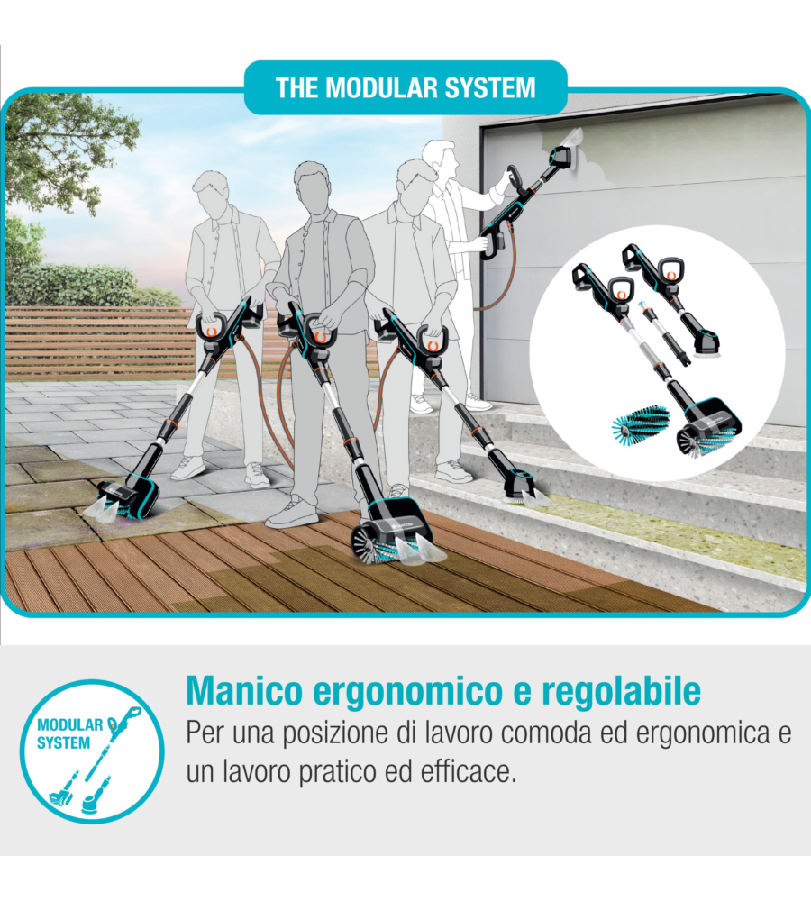 SPAZZOLA MULTIFUNZIONE A BATTERIA GARDENA "AQUABRUSH UNIVERSAL" 18V 2,5AH