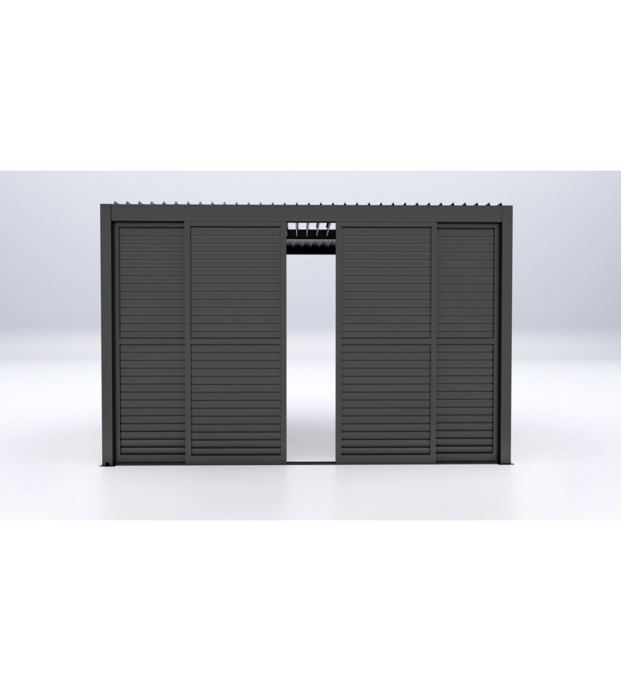 PARETE LATERALE A PANNELLI SCORREVOLI PER PERGOLE RIVIERA "SLIDING BLIND" IN ALLUMINIO ANTRACITE LATO 4 M