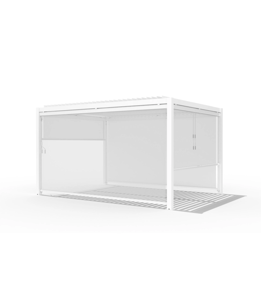 PANNELLO LATERALE AVVOLGIBILE PER PERGOLE RIVIERA "ZIP SCREEN" IN TEXTILENE BIANCO E GRIGIO LATO 4 M