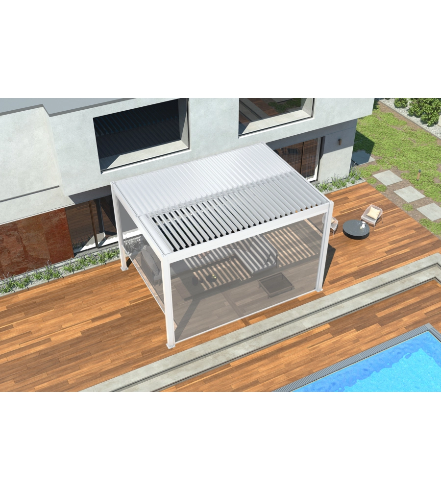 PANNELLO LATERALE AVVOLGIBILE PER PERGOLE RIVIERA "ZIP SCREEN" IN TEXTILENE BIANCO E GRIGIO LATO 3 M