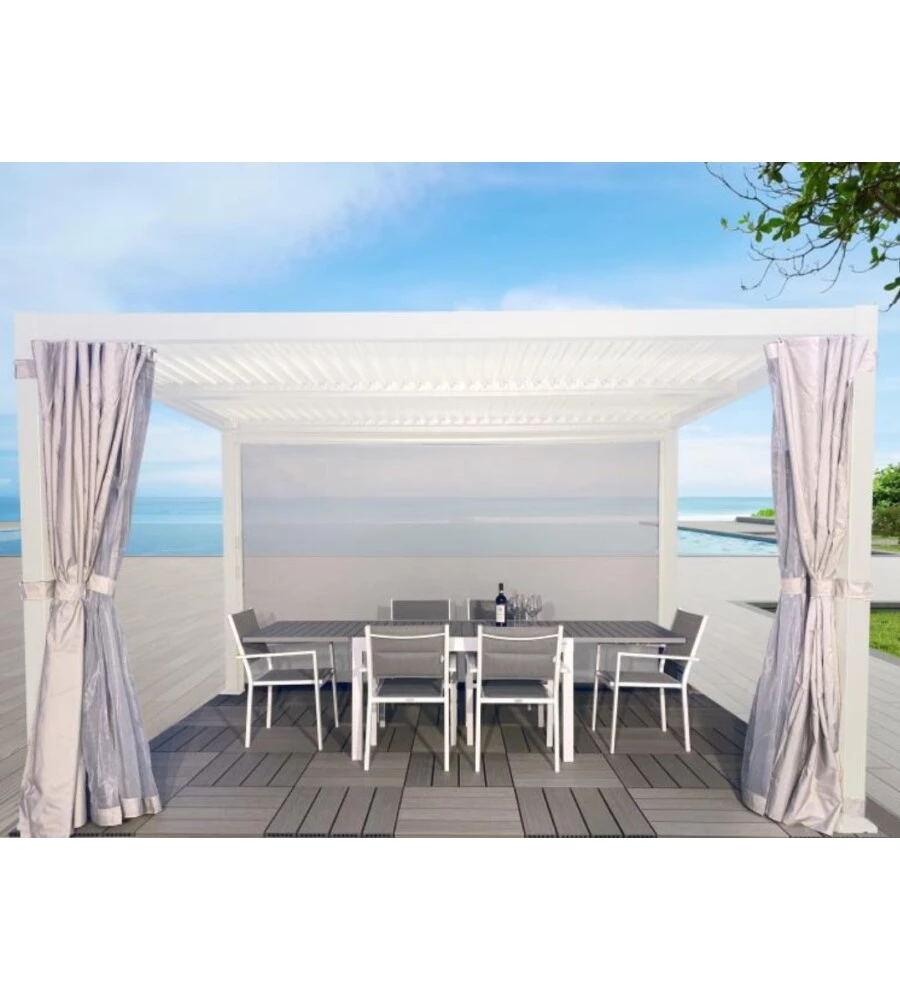 SET 4 TENDE ZANZARIERE PER PERGOLA RIVIERA "MAGNOLIA" GRIGIO CHIARO 300X400 CM