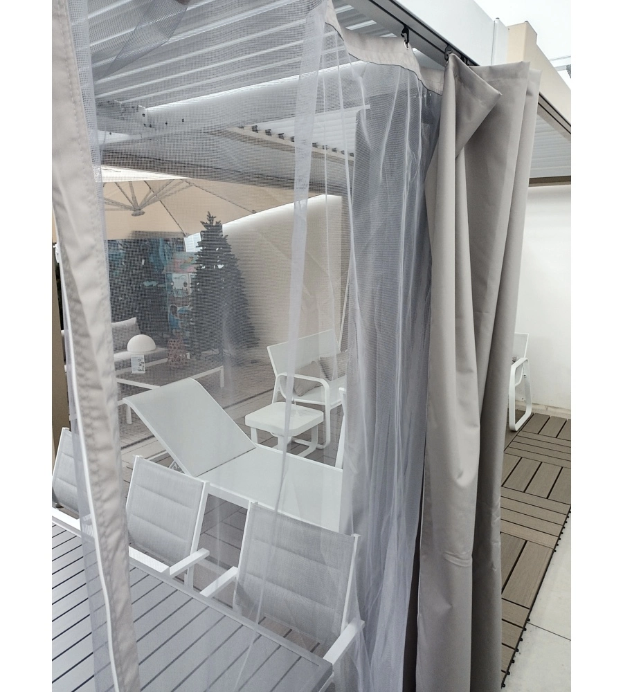 SET 4 TENDE ZANZARIERE PER PERGOLA RIVIERA "MAGNOLIA" GRIGIO CHIARO 300X400 CM