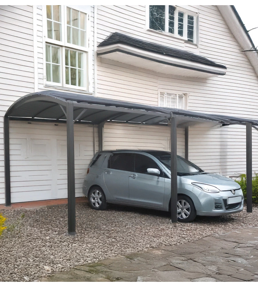 GAZEBO ESTENSIBILE RIVIERA "CARPORT DELUXE" ANTRACITE 300X300/565X243 CM