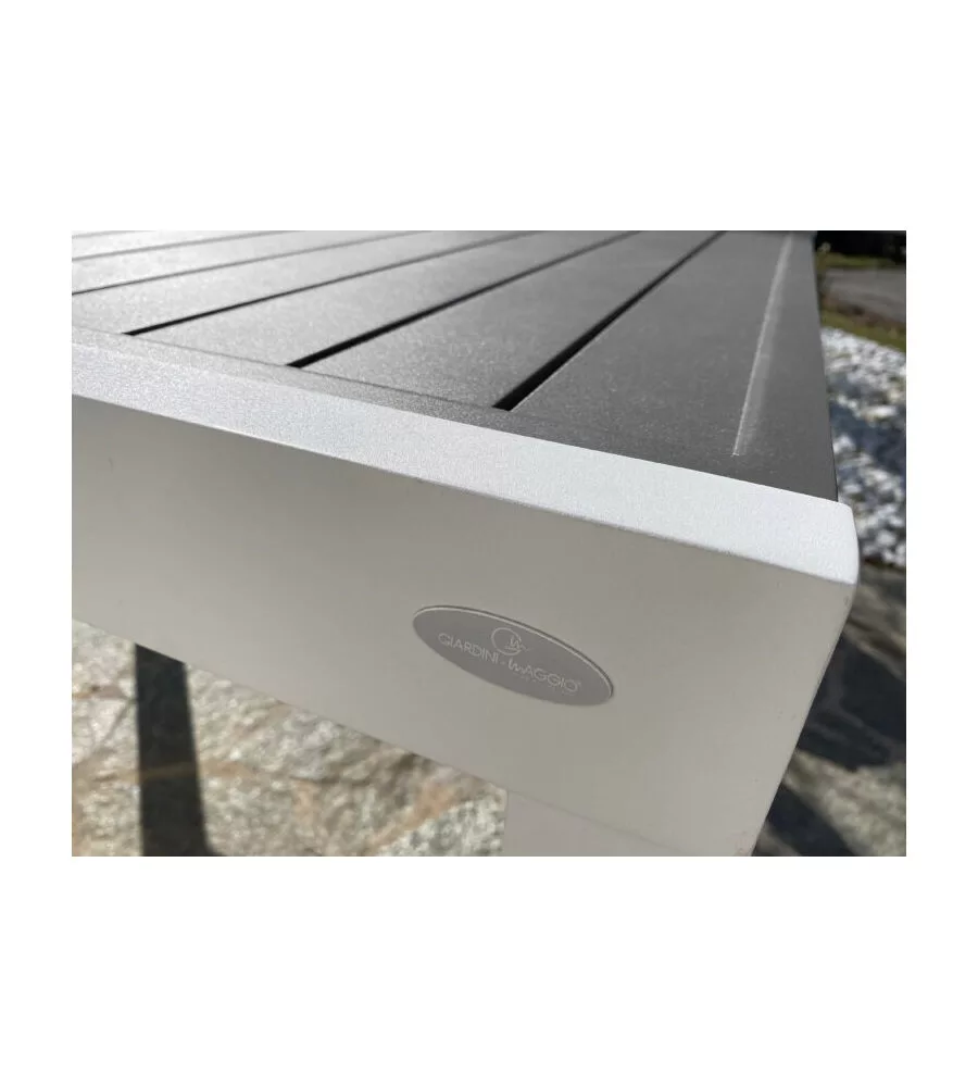 TAVOLO DA ESTERNO ALLUNGABILE RIVIERA "AZALEA" IN ALLUMINIO BIANCO E GRIGIO 135/270X90X75 CM