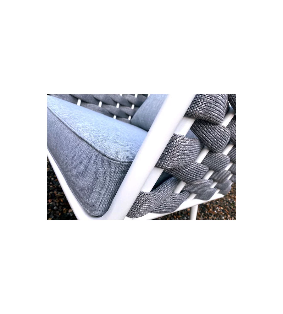 SET DA GIARDINO RIVIERA "BUCANEVE" IN ALLUMINIO COLORE BIANCO E GRIGIO, 4 SEDUTE E UN TAVOLINO